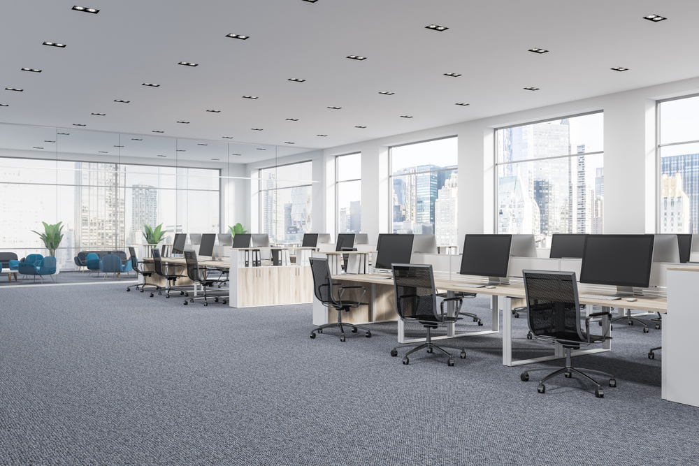 Open office space with carpet